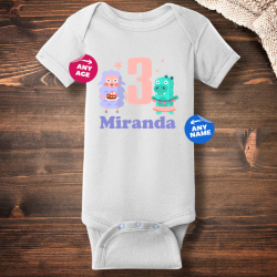 Personalized Happy Sweet Birthday Short Sleeve Baby Rib Bodysuit