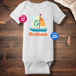 Personalized Happy Birthday Short Sleeve Baby Rib Bodysuit