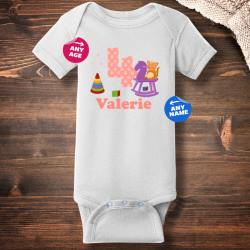 Personalized Birthday Short Sleeve Baby Girl Rib Bodysuit