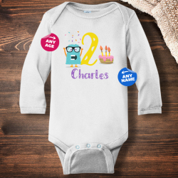 Personalized Infant Birthday Monster Long Sleeve Bodysuit