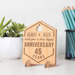 Personalized Wish you 45 Years Happy Anniversary Wooden Gift Card