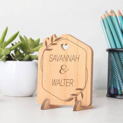 Personalized Her & His Name Anniversary Wooden Gift Card