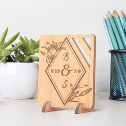 Personalized Couple's Initials and Wedding Date Anniversary Wooden Gift Card