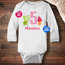 Personalized Crazy Monster Birthday Infant Long Sleeve Bodysuit