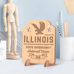 Personalized Illinois State Sovereignty with ESTD Date Wooden Gift Card