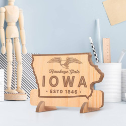 Personalized Iowa Hawkeye State with ESTD Wooden Gift Card