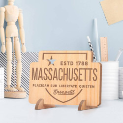 Personalized Massachusetts with ESTD Wooden Gift Card
