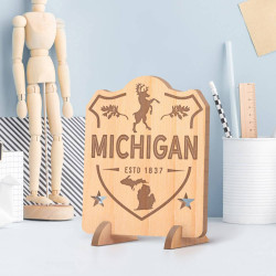 Personalized Michigan with ESTD Wooden Gift Card