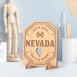 Personalized Nevada Battle Born with ESTD Wooden Gift Card