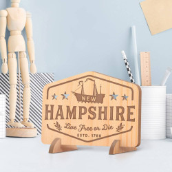 Personalized New Hampshire with ESTD Wooden Gift Card