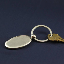 Ellipse Metal Key Chain Gift Set with Custom Name Message Engraved