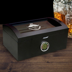 Personalized Father's Day 120 Ct. Portofino Tinted Glass Humidor w External Digital Needle & Numeric Disp.
