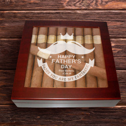 Personalized Father's Day 20 Count Cherry Glass Top Cigar Humidor With Humidifier
