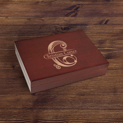 Personalized With Name and Initial Chateau Cherry Humidor