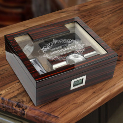 Personalized Anniversary Cherry Ebony Lacquer Gift Set External Digital Hygrometer