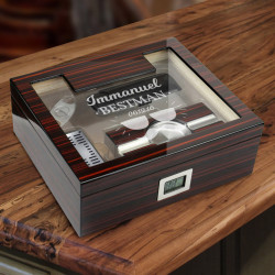 Personalized Best Man Cherry Ebony Lacquer Gift Set External Digital Hygrometer