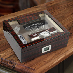 Personalized Cherry Ebony Lacquer Gift Set External Digital Hygrometer