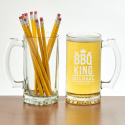 Personalized BBQ Pint Tankard Glass with Barbeque Design