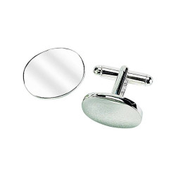Personalized Pair of Oval Silver Cufflinks