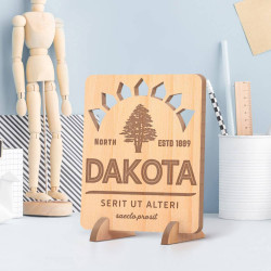 Personalized North Dakota with ESTD Wooden Gift Card