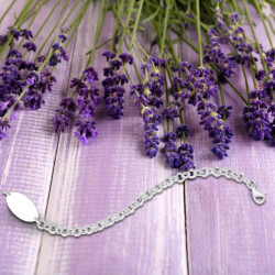 Personalized Engravable Polished Sterling silver Oval ID Rolo Bracelet