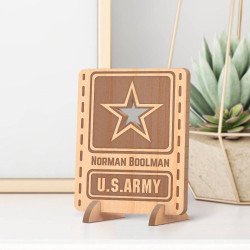 Personalized US Army Military Wooden Gift Card feat Military Star