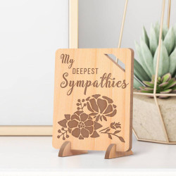 Personalized my Deepest Sympathies Floral Wooden Gift Memorial Card