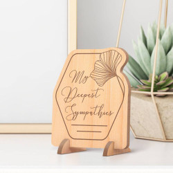 Personalized My Deepest Sympathies Wooden Memorial Card