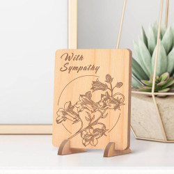 Personalized With Sympathy Floral Wooden Memorial Card
