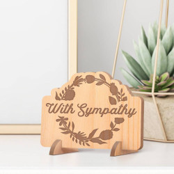 Personalized with Sympathy Floral Wooden Memorial Card