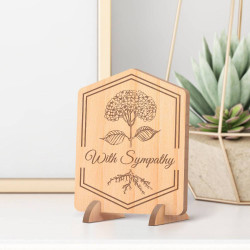Personalized With Sympathy Wooden Memorial Card with Flower