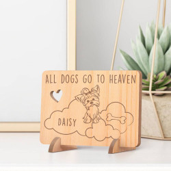 Personalized All Dogs Go to Heaven Wooden Memorial Card