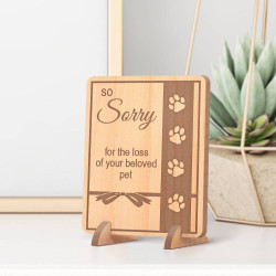 Personalized So Sorry for the Loss of Your Beloved Pet Wooden Memorial Card