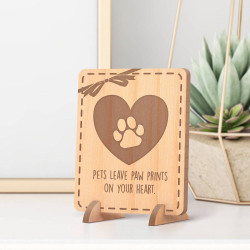 Personalized Pets Leave Paw Prints on Your Heart Wooden Memorial Card