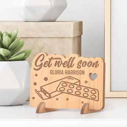 Personalized Get Well Soon Wooden Gift Card feat Tablet Packages