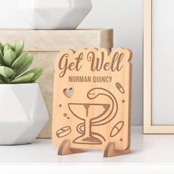 Personalized Get Well Wooden Gift Card with Recipient’s Name
