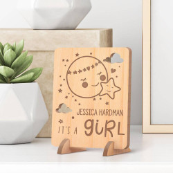 Personalized It is a Girl Baby Shower Wooden Gift Card
