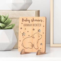 Personalized Baby Shower Wooden Gift Card feat a Puppy