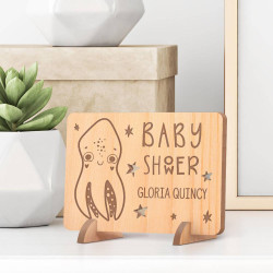 Personalized Octopus Baby Shower Wooden Gift Card