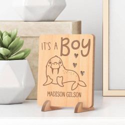 Personalized It's a Boy Wooden Gift Card feat a Seal