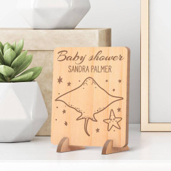 Personalized Starfish Baby Shower Wooden Gift Card