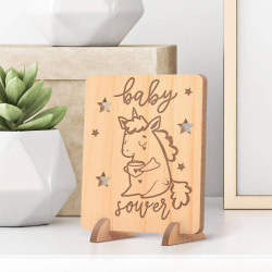 Personalized Baby Shower Wooden Gift Card feat Baby Squirrel