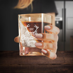 Personalized Christmas Whiskey Wedge Glass with Silicon Ice Form