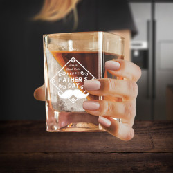 Personalized Whiskey Wedge Glass with Silicon Ice Form, Fathers Day Whiskey Glass