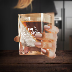 Personalized Best Man Whiskey Wedge Glass with Silicon Ice Form