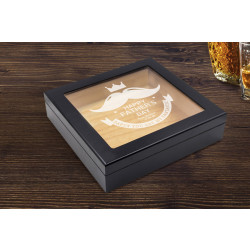 Personalized Father's Day 20 Count Black Glass Top Cigar Humidor With Humidifier