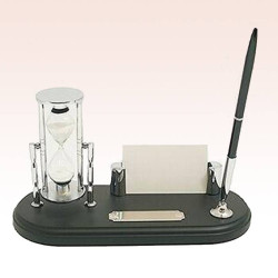 Personalized Luxurious and Elegant Pen Stand with 3 Minute Sand Timer and Card Holder