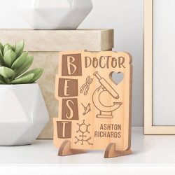 Personalized Best Doctor's Name Wooden Gift Card