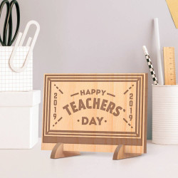 Personalized Happy Teacher's Day with Year Rectangular Wooden Gift Card