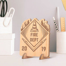 Personalized Fire Department& Year Wooden Gift Card